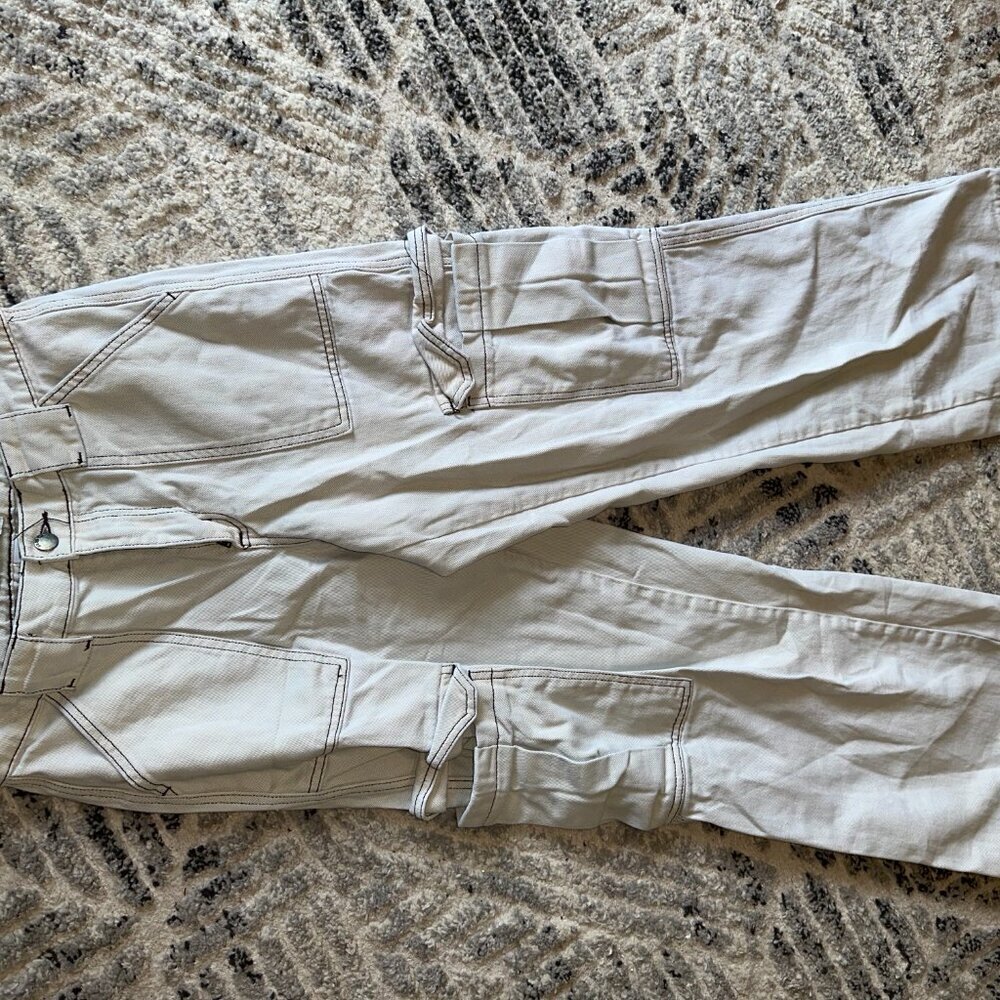 RSQ Women's Size 24 Off White Baggy Cargo pants High Rise Wide Leg - Picture 4 of 10